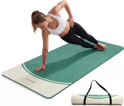 10mm Thick Yoga Mat, 73"×31.5" Extra Wide, Non-Slip with Strap