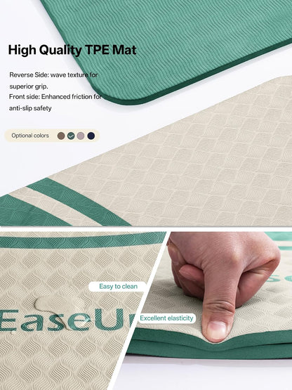 10mm Thick Yoga Mat, 73"×31.5" Extra Wide, Non-Slip with Strap