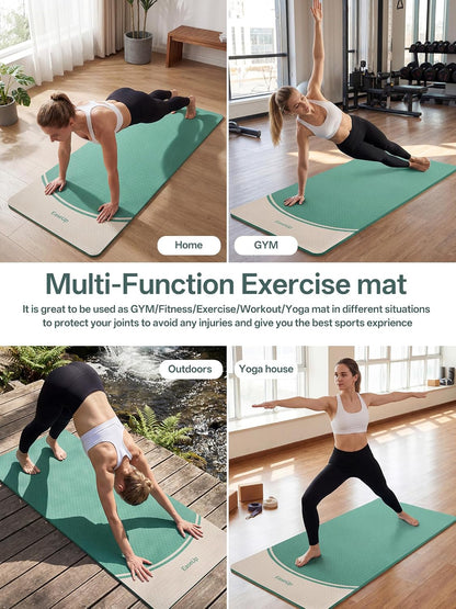 10mm Thick Yoga Mat, 73"×31.5" Extra Wide, Non-Slip with Strap