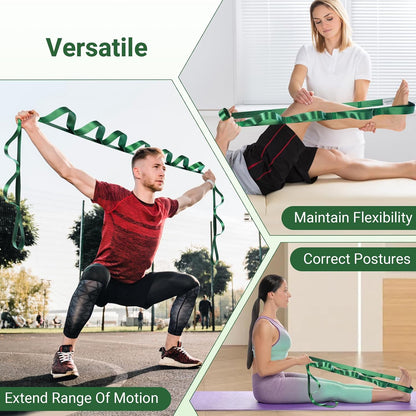 Stretch Strap With Loops For Physical Therapy And Yoga, 8 ft Long