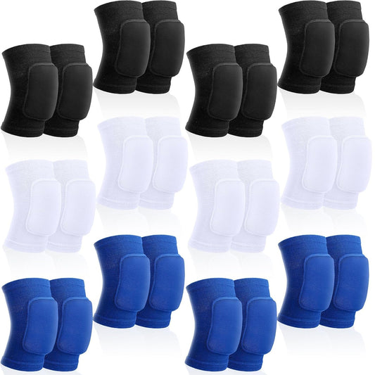 12 Pairs Volleyball Knee Pads Soft Breathable, Medium, Classic Color