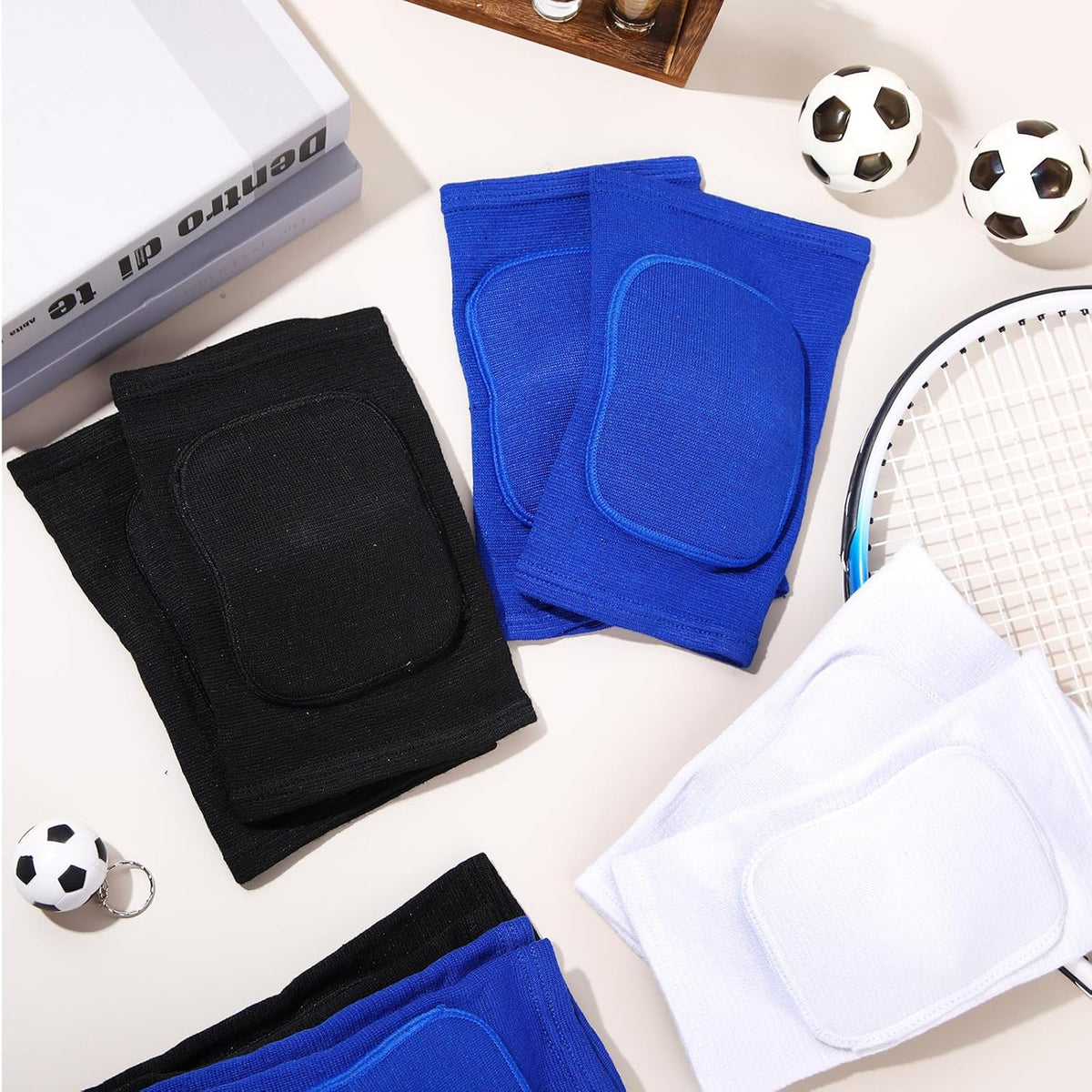 12 Pairs Volleyball Knee Pads Soft Breathable, Medium, Classic Color