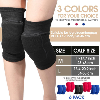 12 Pairs Volleyball Knee Pads Soft Breathable, Medium, Classic Color