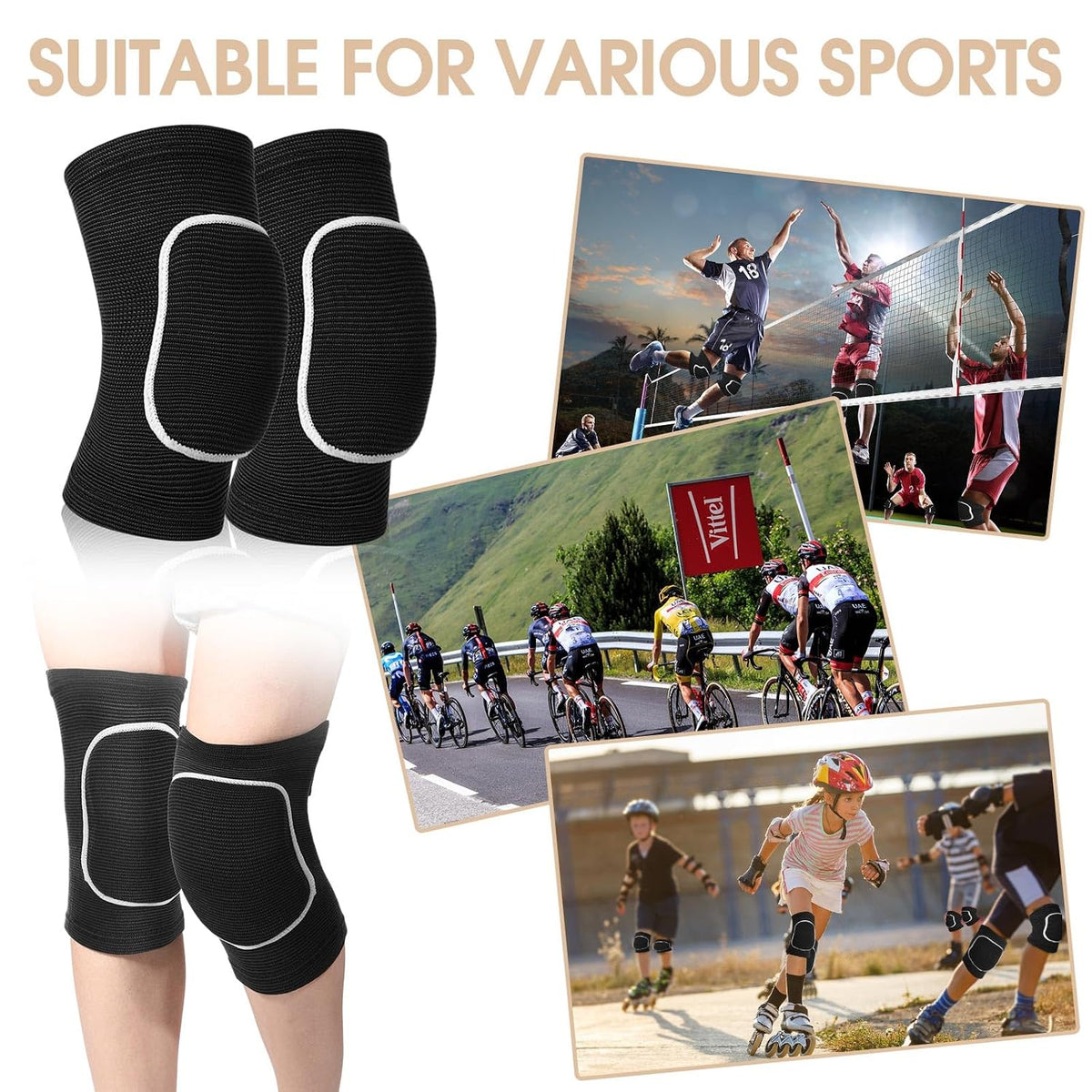 12 Pairs Volleyball Knee Pads Soft Breathable, Medium, Classic Color