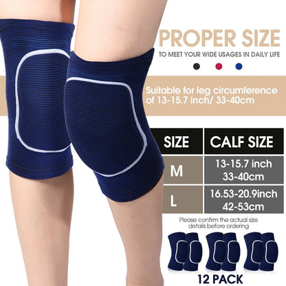 12 Pairs Volleyball Knee Pads Soft Breathable, Medium, Classic Color