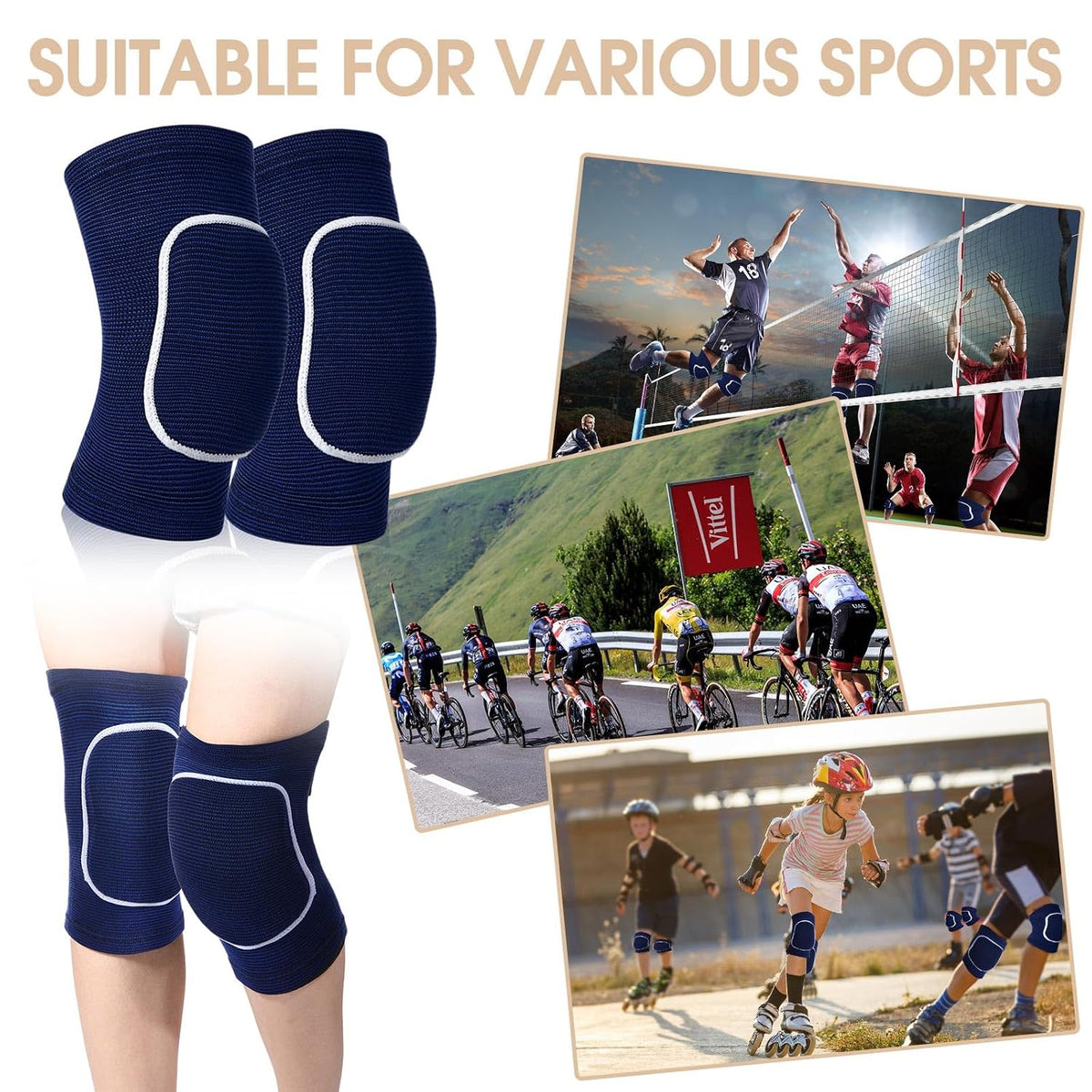 12 Pairs Volleyball Knee Pads Soft Breathable, Medium, Classic Color