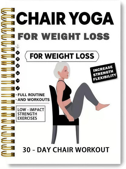 Chair Yoga for Seniors Over 60 Book & Chart, Chair Yoga for Weight Loss & Toning, 30-Day Challenge, Exercise Book for Seniors over 60 (Black)