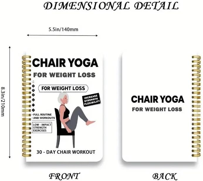 Chair Yoga for Seniors Over 60 Book & Chart, Chair Yoga for Weight Loss & Toning, 30-Day Challenge, Exercise Book for Seniors over 60 (Black)