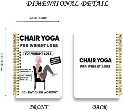 Chair Yoga for Seniors Over 60 Book & Chart, Chair Yoga for Weight Loss & Toning, 30-Day Challenge, Exercise Book for Seniors over 60 (Black)