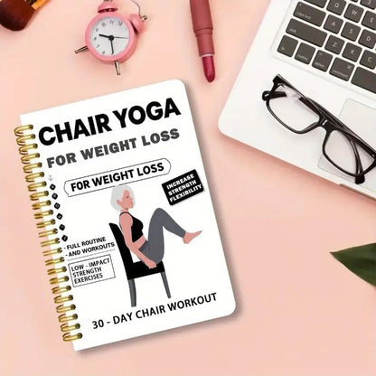 Chair Yoga for Seniors Over 60 Book & Chart, Chair Yoga for Weight Loss & Toning, 30-Day Challenge, Exercise Book for Seniors over 60 (Black)