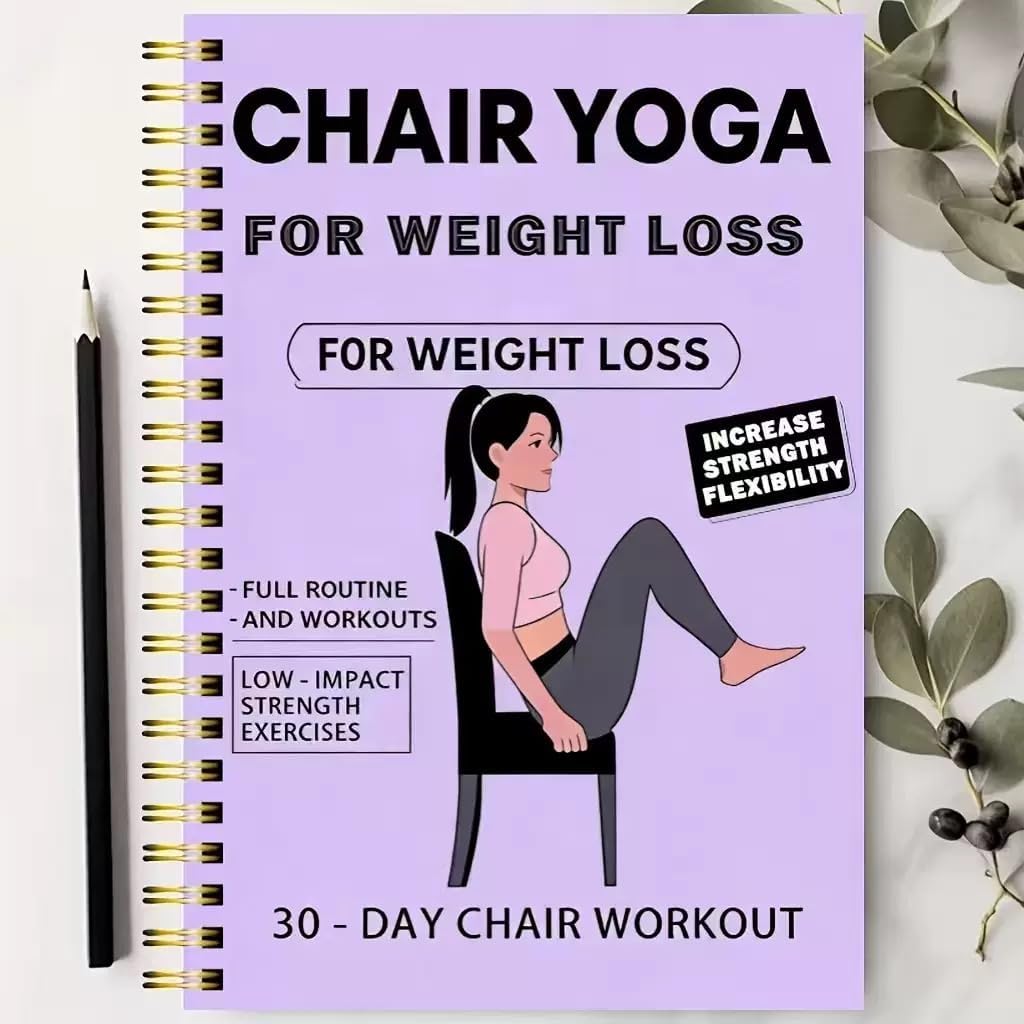 Chair Yoga for Seniors Over 60 Book & Chart, Chair Yoga for Weight Loss & Toning, 30-Day Challenge, Exercise Book for Seniors over 60 (Black)