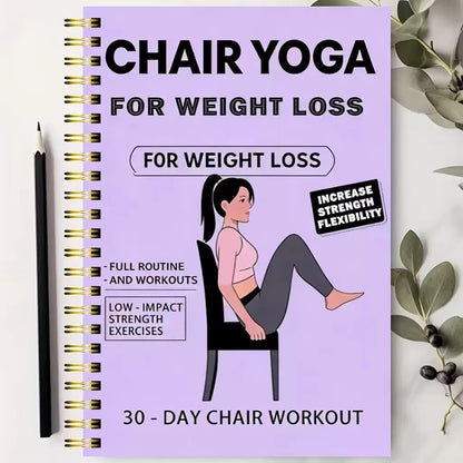 Chair Yoga for Seniors Over 60 Book & Chart, Chair Yoga for Weight Loss & Toning, 30-Day Challenge, Exercise Book for Seniors over 60 (Black)