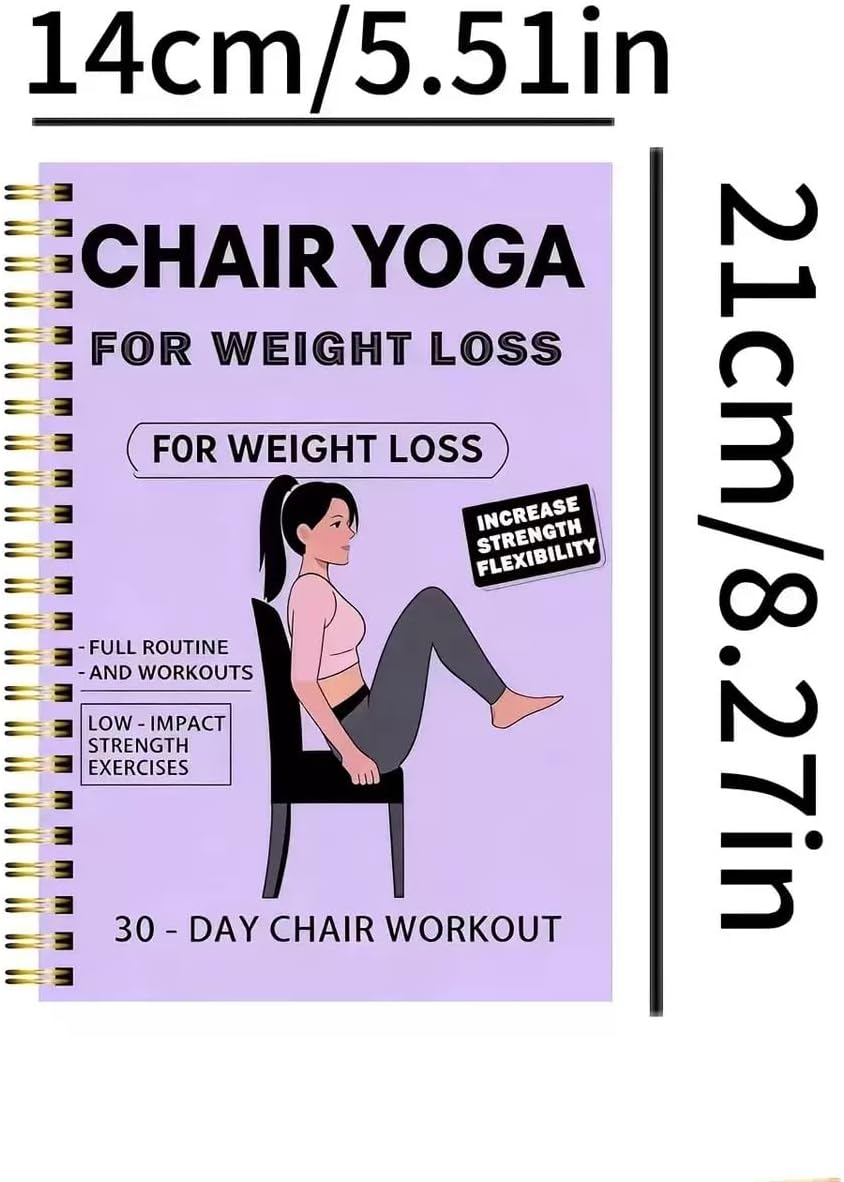 Chair Yoga for Seniors Over 60 Book & Chart, Chair Yoga for Weight Loss & Toning, 30-Day Challenge, Exercise Book for Seniors over 60 (Black)
