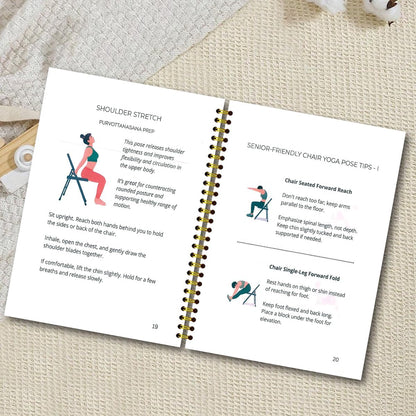 Chair Yoga for Seniors Over 60 Book & Chart, Chair Yoga for Weight Loss & Toning, 30-Day Challenge, Exercise Book for Seniors over 60 (Black)