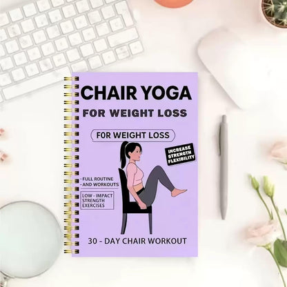 Chair Yoga for Seniors Over 60 Book & Chart, Chair Yoga for Weight Loss & Toning, 30-Day Challenge, Exercise Book for Seniors over 60 (Black)