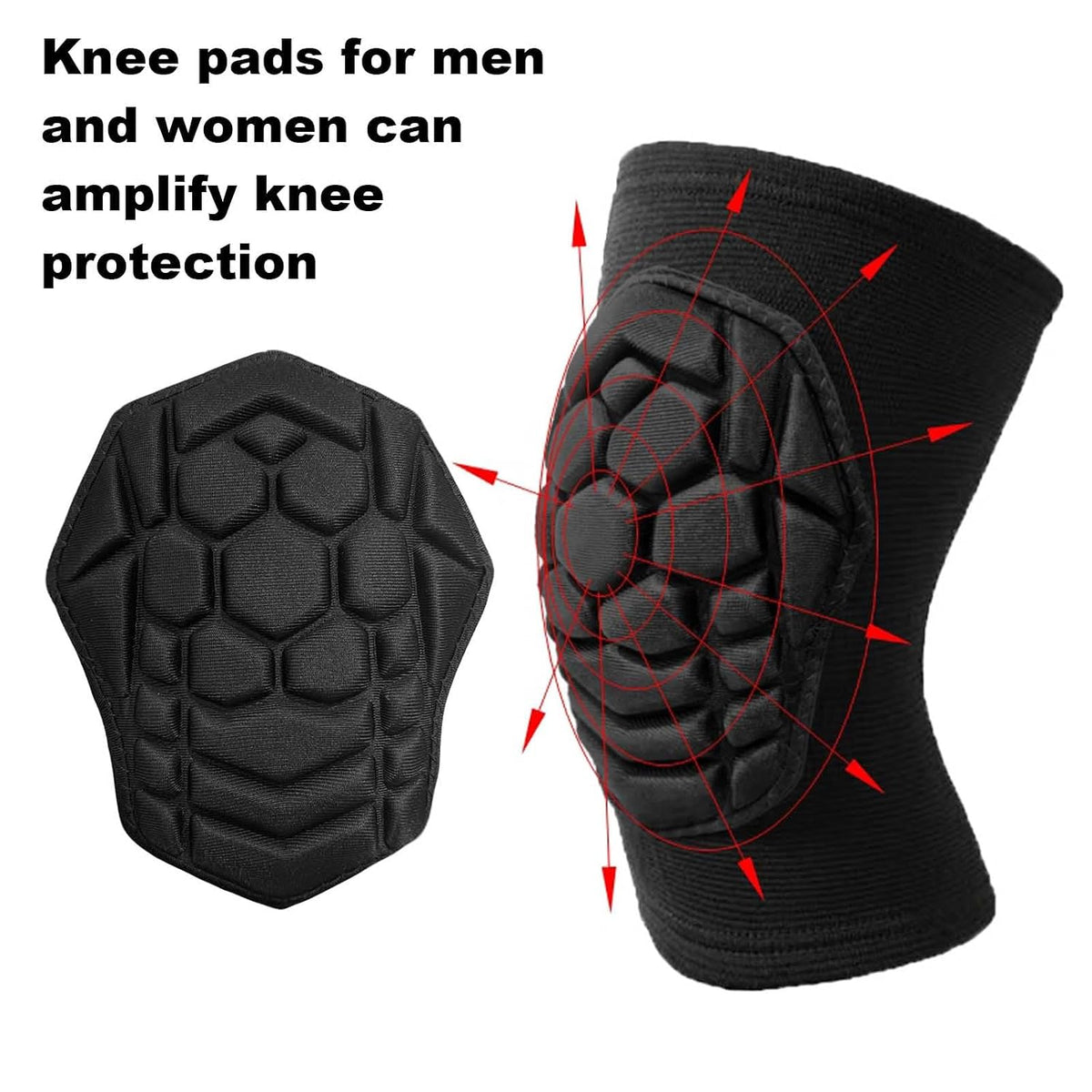 Men Women Knee Pads for Volleyball, Soft Breathable Elastic Sleeve, Black L