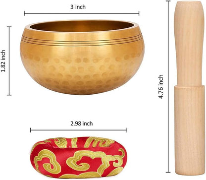 Tibetan Singing Bowl Set - Meditation Sound Bowl Cushion with Wooden Striker for Yoga, Meditation & Relaxation, Mindfulness,Chakra Healing, Stress Relief, Self-Regulation