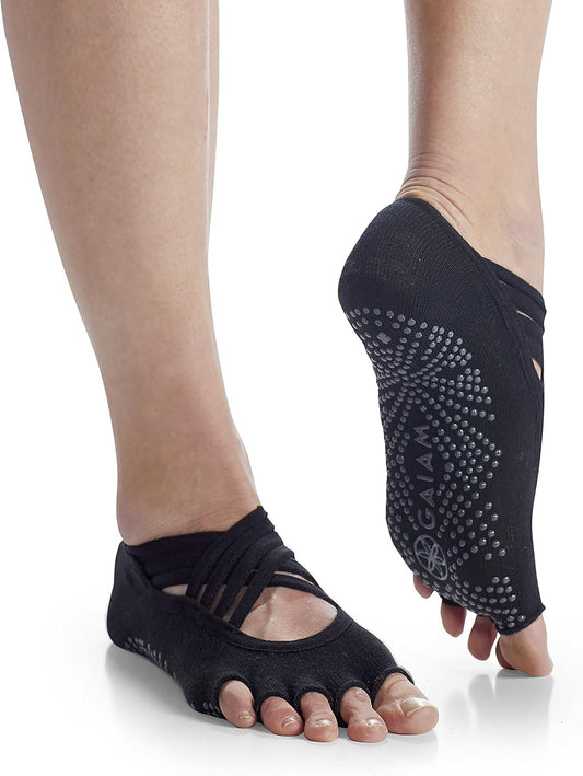 Grippy Studio Yoga Socks, Non-Slip, Open-Toe, One Size