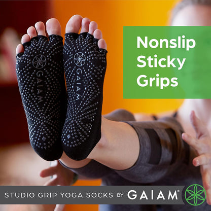 Grippy Studio Yoga Socks, Non-Slip, Open-Toe, One Size