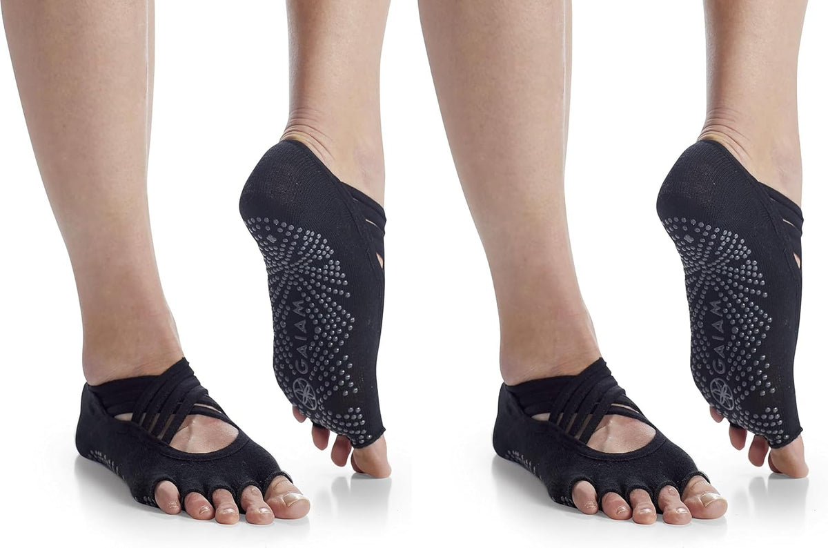 Grippy Studio Yoga Socks, Non-Slip, Open-Toe, One Size