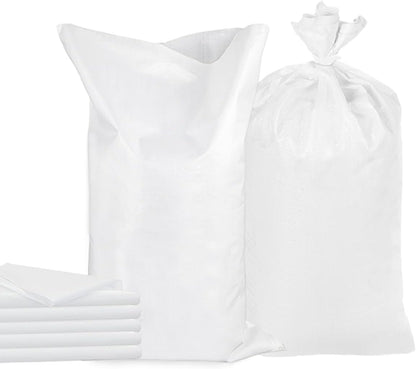 50 Pack Empty Sandbags with Ties,14x26 inches Woven Polypropylene Sand Bags with UV Protection(White)