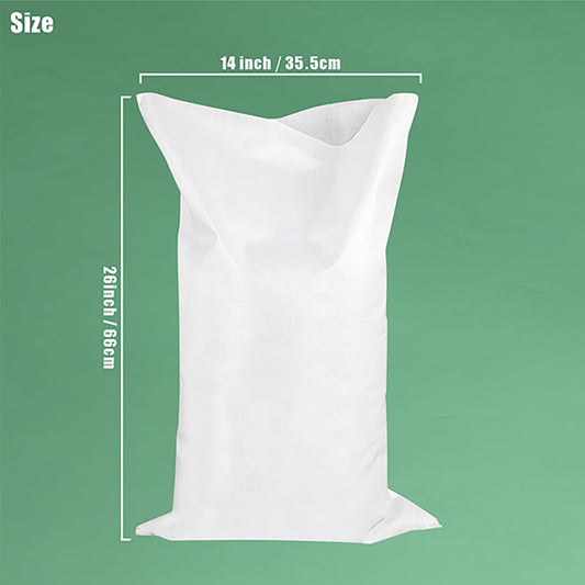 50 Pack Empty Sandbags with Ties,14x26 inches Woven Polypropylene Sand Bags with UV Protection(White)