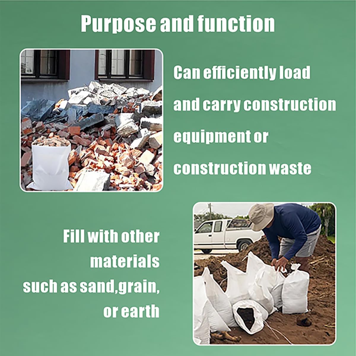 50 Pack Empty Sandbags with Ties,14x26 inches Woven Polypropylene Sand Bags with UV Protection(White)