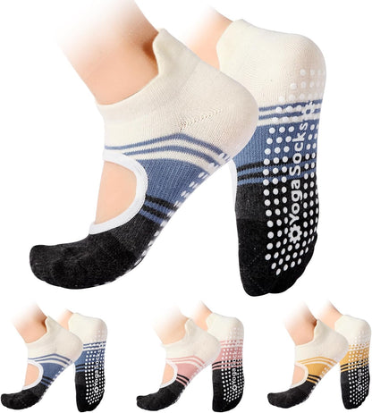 Pilates Socks with Grips for Women,Yoga Socks, Non-Slip Yoga Sock with Toe Separators, Pilates Non Slip Sock