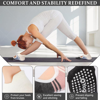 Pilates Socks with Grips for Women,Yoga Socks, Non-Slip Yoga Sock with Toe Separators, Pilates Non Slip Sock