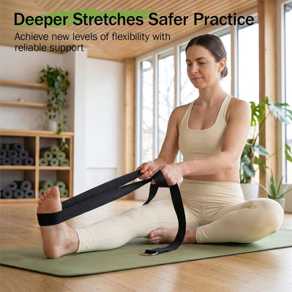 Slim Panda Yoga Strap for Stretching,Cotton Yoga Strap with Adjustable D-Ring Buckle,Non-Elastic Yoga Belt for Pilates,Gym Workouts,Physical Therapy,Improve Flexibility