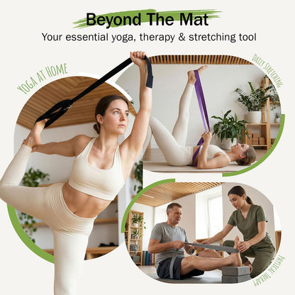 Slim Panda Yoga Strap for Stretching,Cotton Yoga Strap with Adjustable D-Ring Buckle,Non-Elastic Yoga Belt for Pilates,Gym Workouts,Physical Therapy,Improve Flexibility