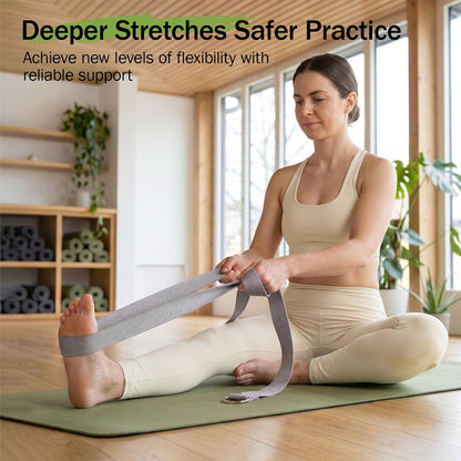 Slim Panda Yoga Strap for Stretching,Cotton Yoga Strap with Adjustable D-Ring Buckle,Non-Elastic Yoga Belt for Pilates,Gym Workouts,Physical Therapy,Improve Flexibility