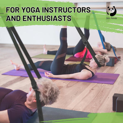 Slim Panda Yoga Strap for Stretching,Cotton Yoga Strap with Adjustable D-Ring Buckle,Non-Elastic Yoga Belt for Pilates,Gym Workouts,Physical Therapy,Improve Flexibility