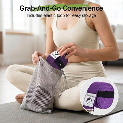 Slim Panda Yoga Strap for Stretching,Cotton Yoga Strap with Adjustable D-Ring Buckle,Non-Elastic Yoga Belt for Pilates,Gym Workouts,Physical Therapy,Improve Flexibility