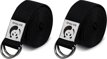 Slim Panda Yoga Strap for Stretching,Cotton Yoga Strap with Adjustable D-Ring Buckle,Non-Elastic Yoga Belt for Pilates,Gym Workouts,Physical Therapy,Improve Flexibility