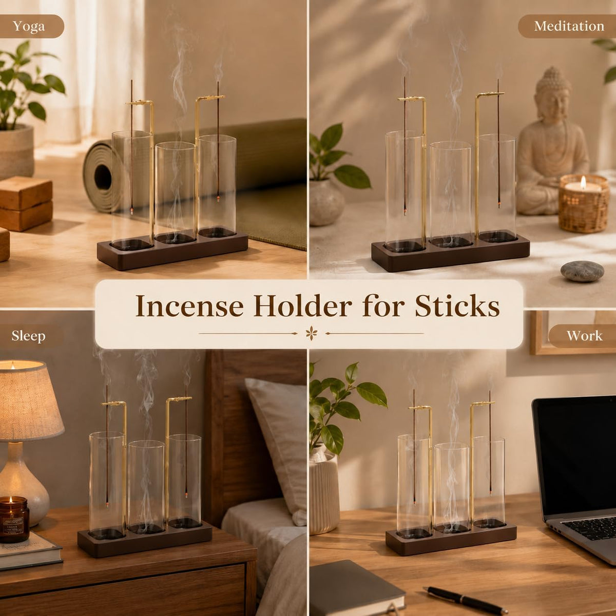 2 Pack Incense Holder, Incense Burner, Insence-Stick Holder Mess-Free Incense Burner Holder, Ideal for Meditation, Yoga, Relaxation, and Home Decor - Anti-Ash Flying