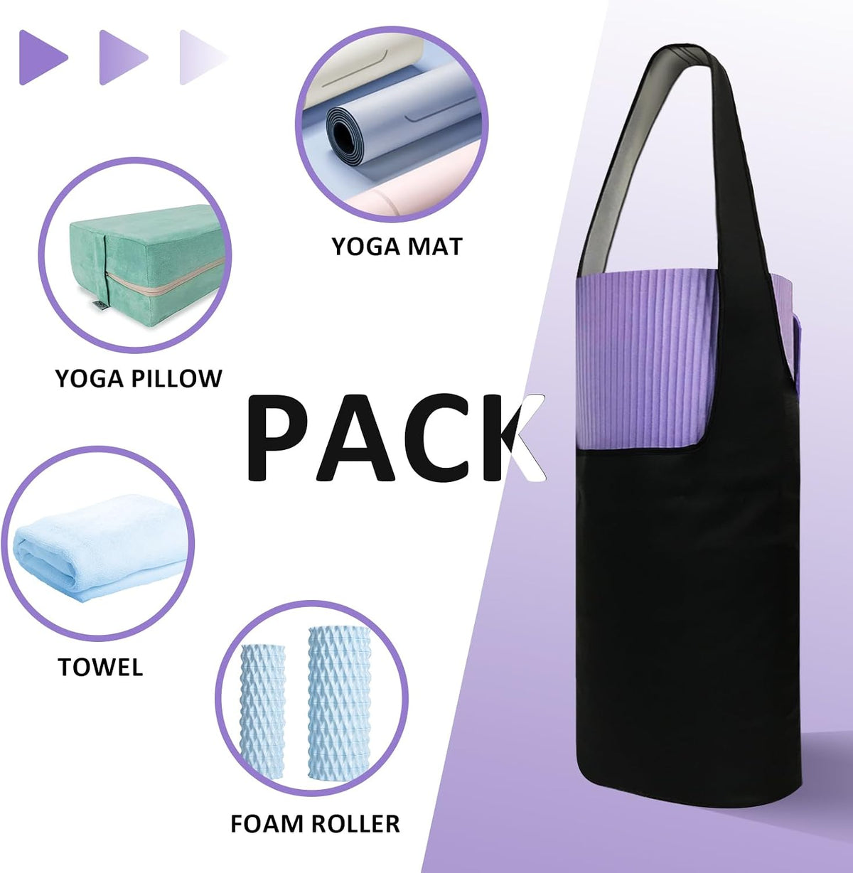 Yoga Bolster Pillow Bag Yoga Mat Bag Large Size with Pockets Rainproof Environmental Friendly Yoga Strap Bag for Women