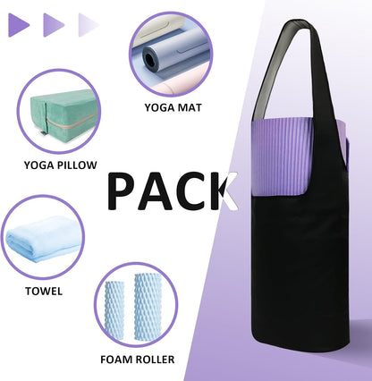 Yoga Bolster Pillow Bag Yoga Mat Bag Large Size with Pockets Rainproof Environmental Friendly Yoga Strap Bag for Women