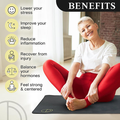 Grounding Mat for Desk, Reduce Fatigue & Stress, Supports Energy & Wellness, Grounding Pad for Bed, Office, Living Room, Works Well w/Sheets, Blanket, w/ 15 Foot Cord, 35x24in