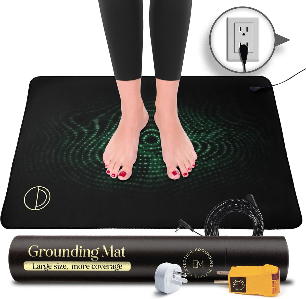 Grounding Mat for Desk, Reduce Fatigue & Stress, Supports Energy & Wellness, Grounding Pad for Bed, Office, Living Room, Works Well w/Sheets, Blanket, w/ 15 Foot Cord, 35x24in