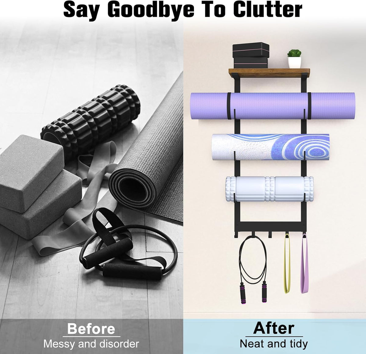 Home Gym Storage Rack for Yoga Mat Holder Wall Mount
