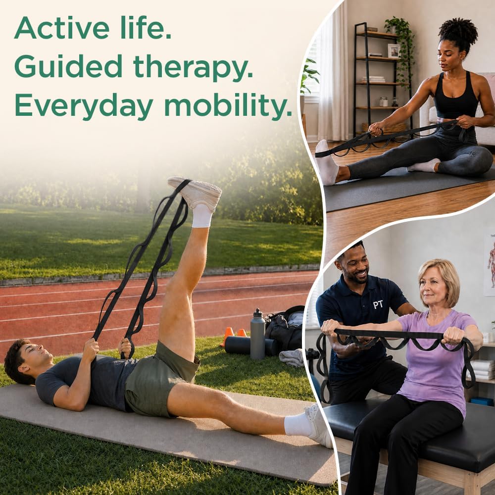 Stretching Strap with 10 Loops for Physical Therapy & Rehab