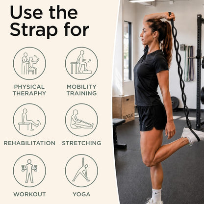 Stretching Strap with 10 Loops for Physical Therapy & Rehab