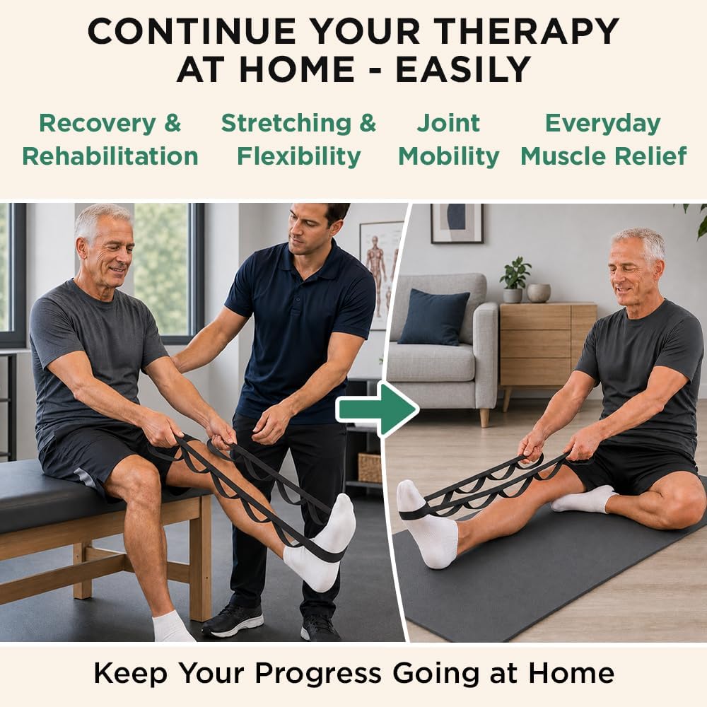Stretching Strap with 10 Loops for Physical Therapy & Rehab