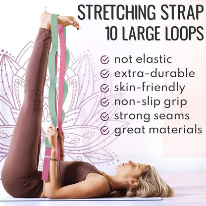 Stretching Strap with 10 Loops for Physical Therapy & Rehab