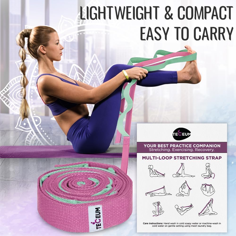 Stretching Strap with 10 Loops for Physical Therapy & Rehab