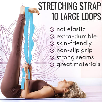 Stretching Strap with 10 Loops for Physical Therapy & Rehab