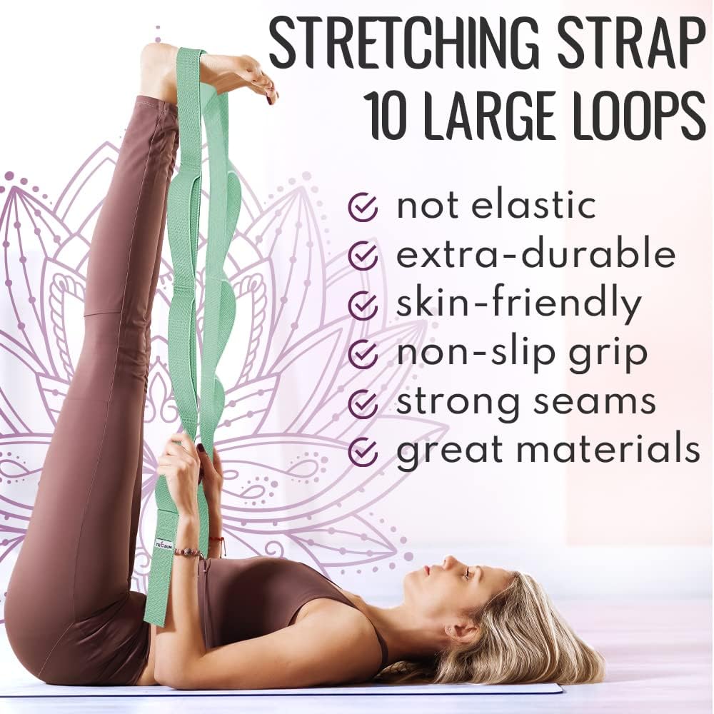 Stretching Strap with 10 Loops for Physical Therapy & Rehab