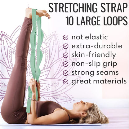 Stretching Strap with 10 Loops for Physical Therapy & Rehab