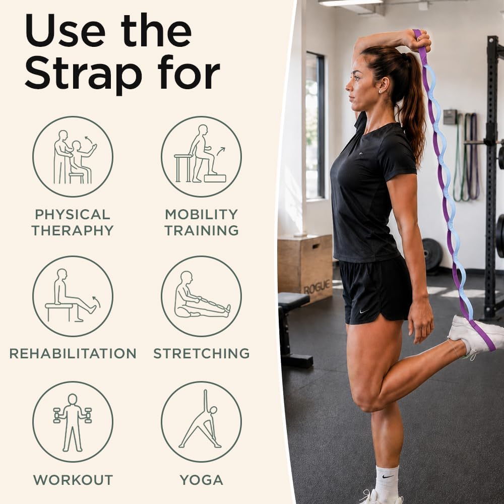 Stretching Strap with 10 Loops for Physical Therapy & Rehab